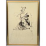 Esteban, "Dame mit Blütenkorb", re.u.sign., Blei- und Buntstift, 34 x 23,5 cm, R. [36 x 26 cm]