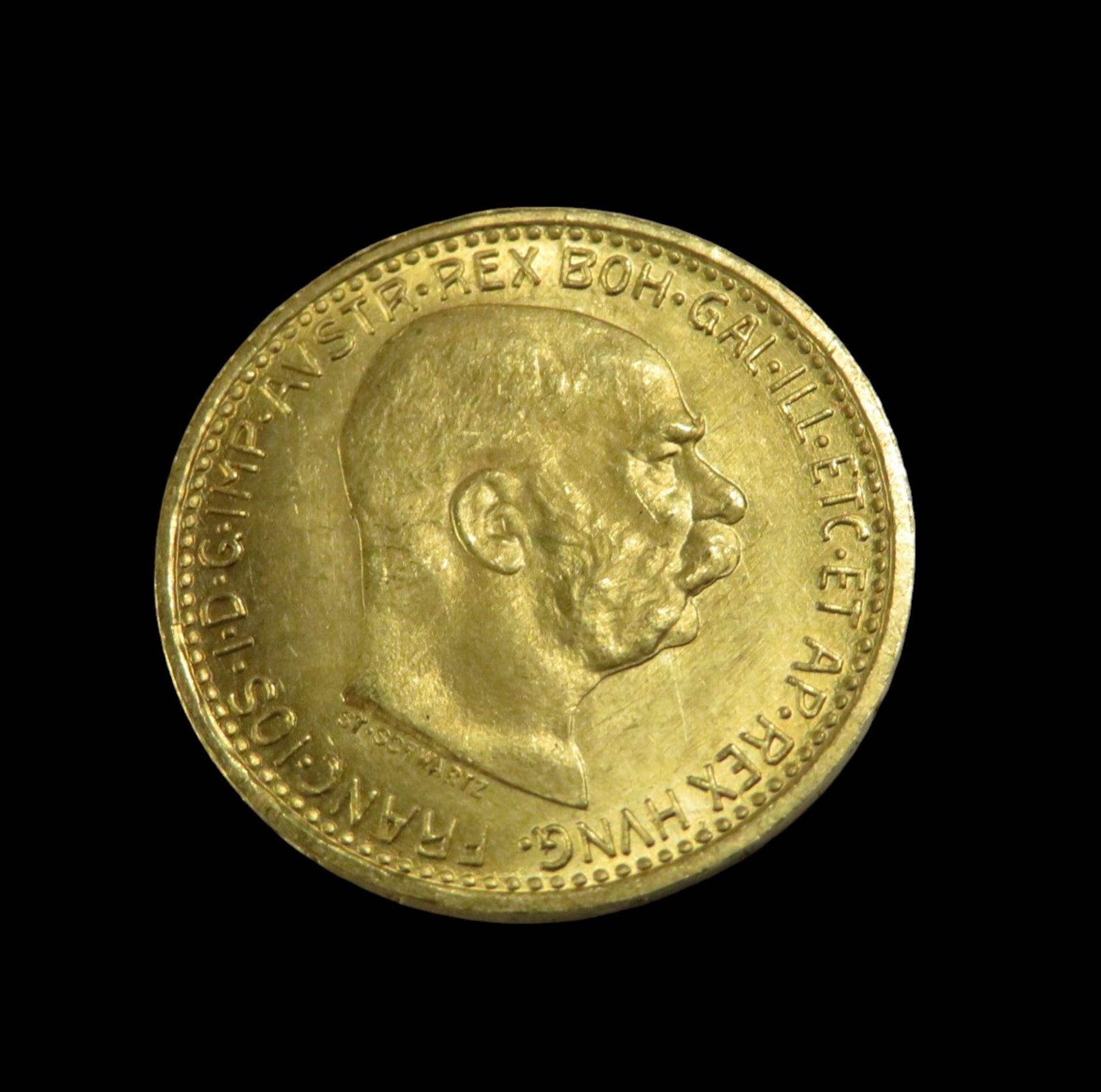 Goldmünze, Österreich, 10 Kronen, Franz Joseph I, 1912, Gold 900/000, 3,3 g, d 1,9 cm.