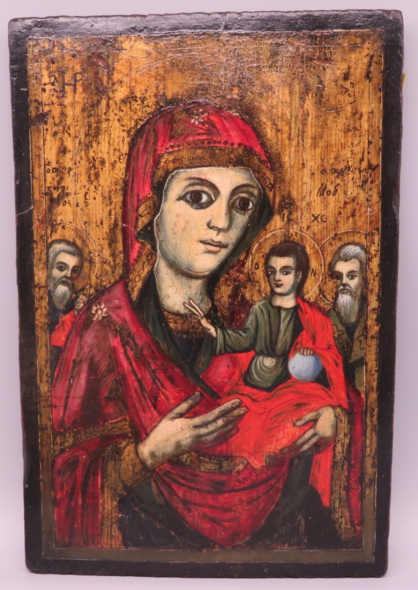 Ikone, Griechenland, 19. Jahrhundert, "Gottesmutter mit Kind" (Hodigitria), Eitempera/Holz, 35,5 x