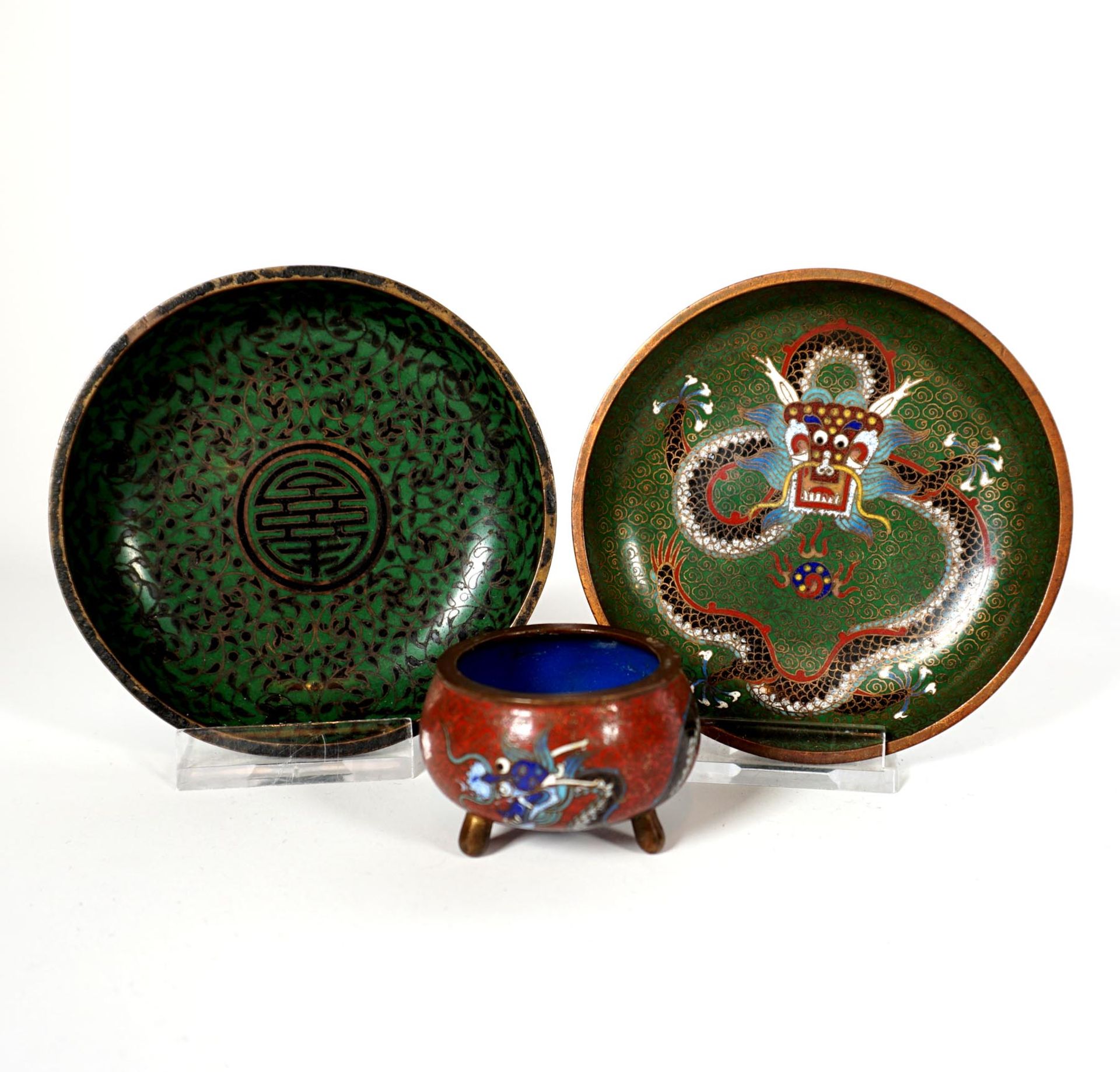 CLOISONNE, Konvolut von 3, China,