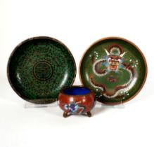 CLOISONNE, Konvolut von 3, China,