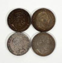 DEUTSCHLAND, Konvolut von 4 Silbermünzen, 19.Jh.,