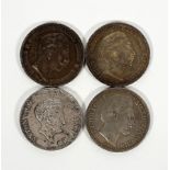 DEUTSCHLAND, Konvolut von 4 Silbermünzen, 19.Jh.,