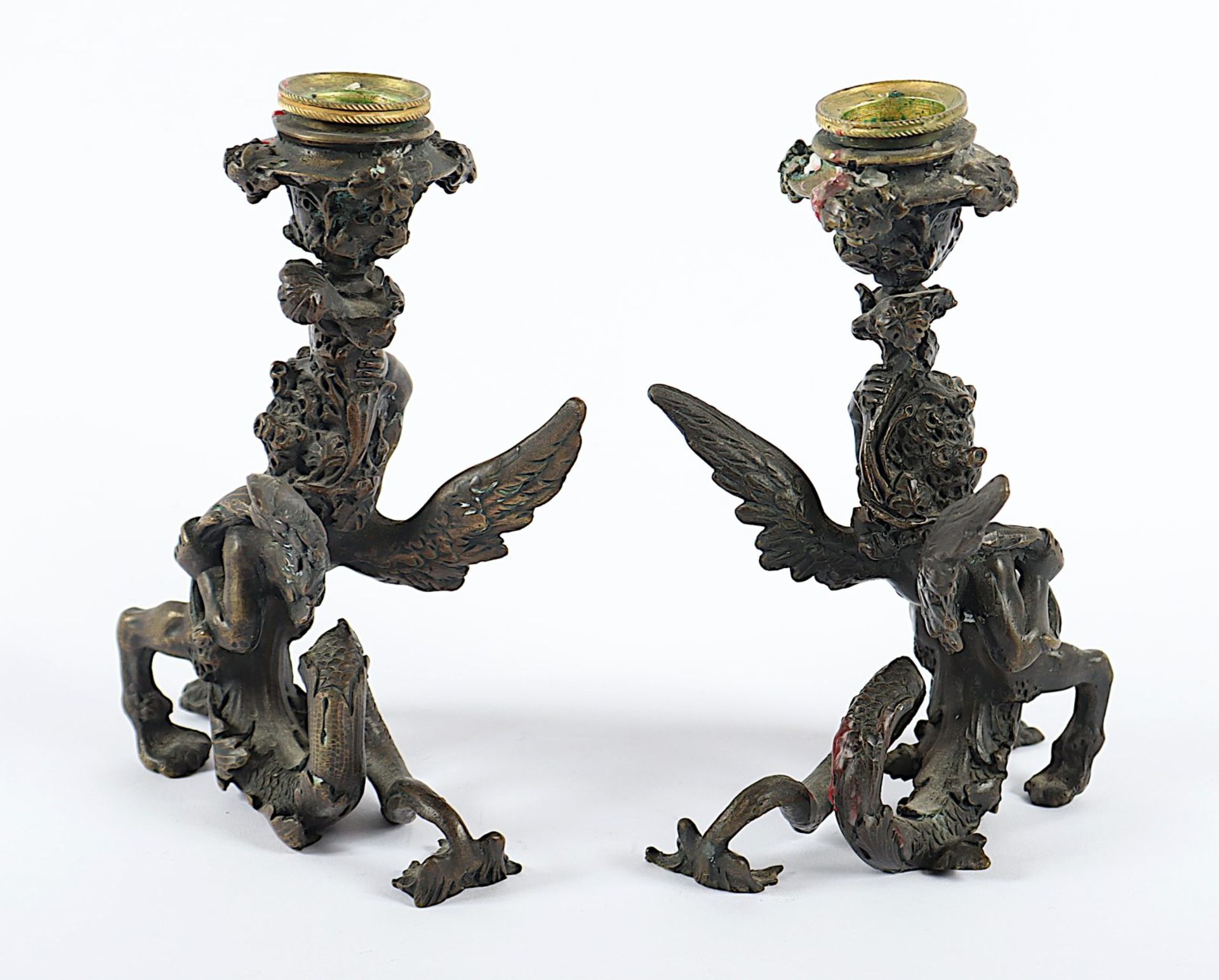 Paar figürliche Leuchter, Bronze, A. Pandiani, Mailand - Image 2 of 2