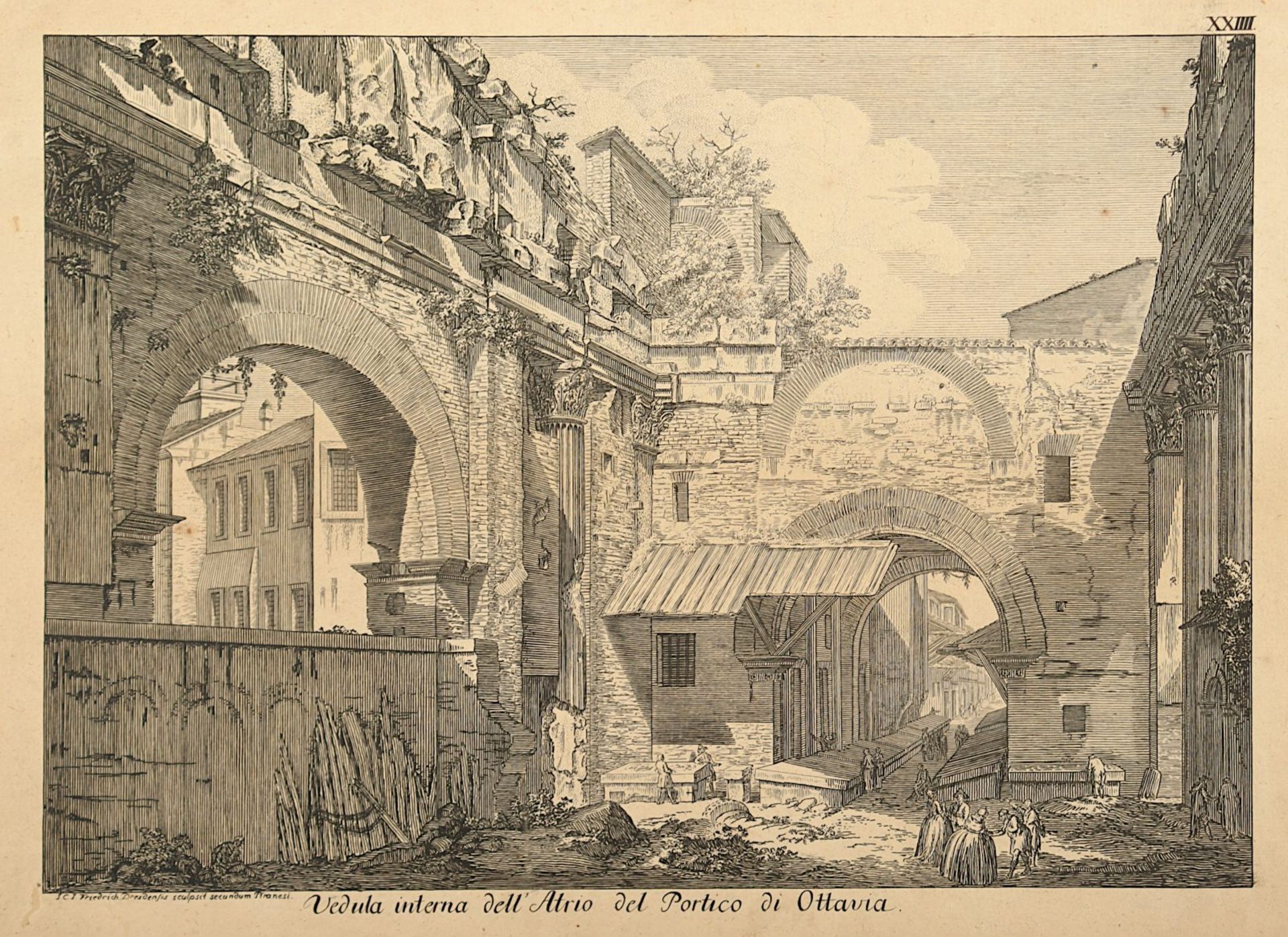 Piranesi, Giovanni Battista, Vedutta del Portico de Ottavia, besch. - Bild 2 aus 2