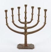 Menorah, siebenarmiger jüdischer Leuchter, Bronze 