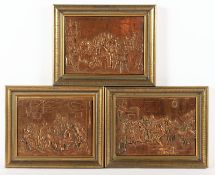 drei Reliefbilder, nach Defregger, deutsch, wohl E.19.Jh.