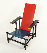 SESSEL "ROT-BLAU", Gerrit T. RIETVELD (1888-1964), besch.