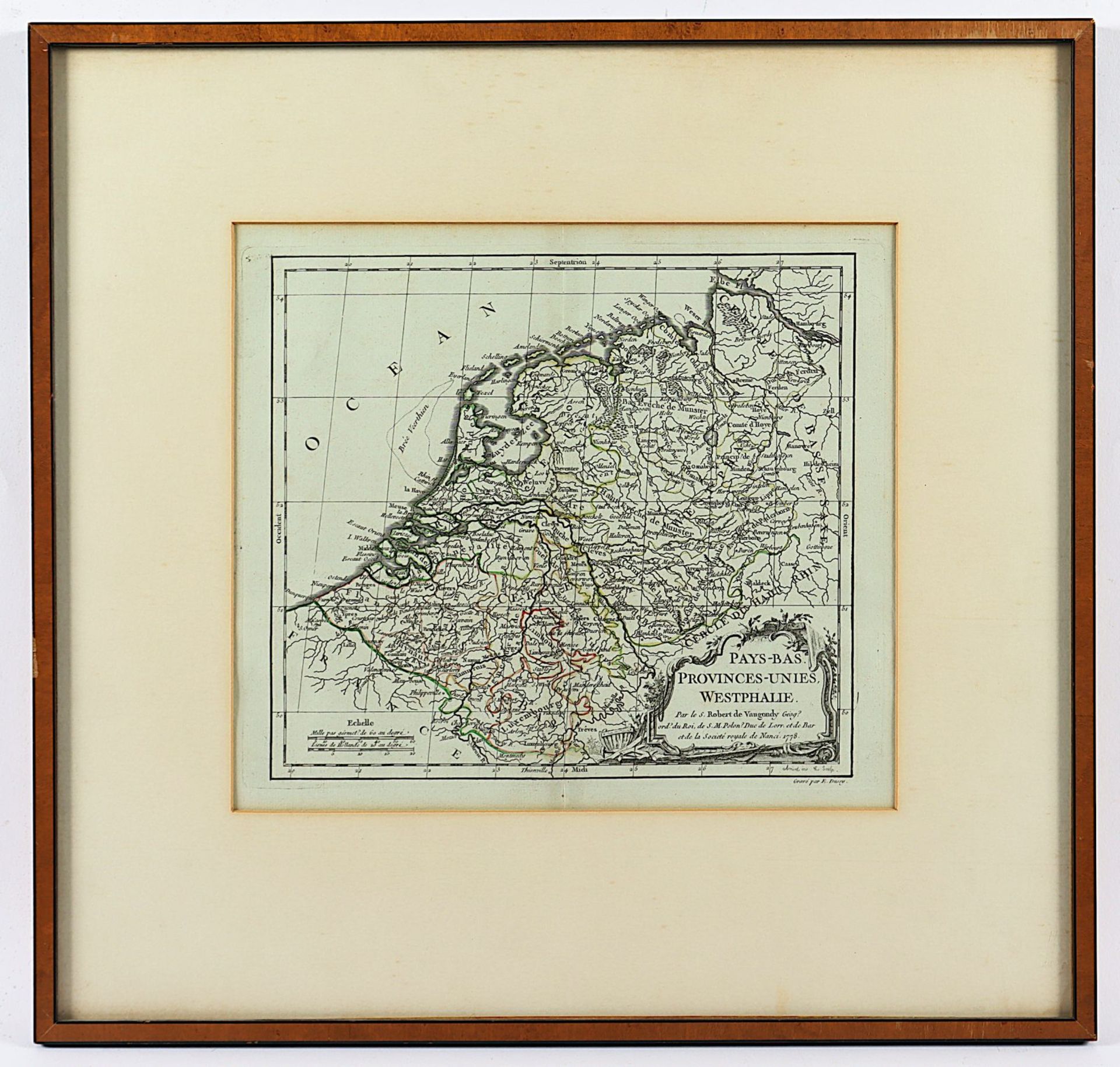 Pays-Bas Provinces-Unies Westphalie, Kupferstich koloriert, E. Dussy, 1778, R.