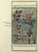 Persische Miniatur, Buchseite, 20.Jh., gerahmt