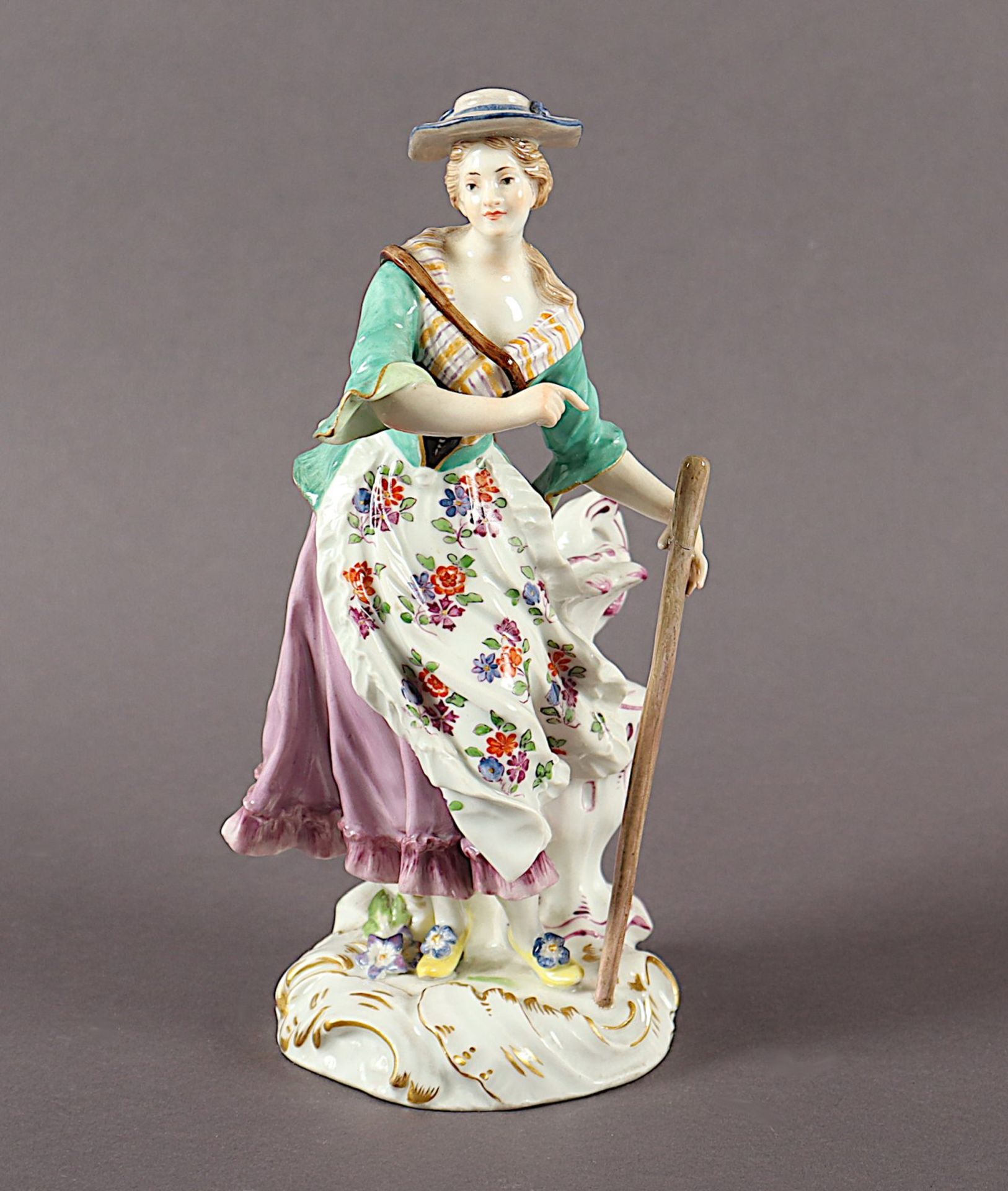 FIGUR TANZENDE SCHÄFERIN, Friedrich Elias MEYER von 1752, MEISSEN, E.19.Jh.