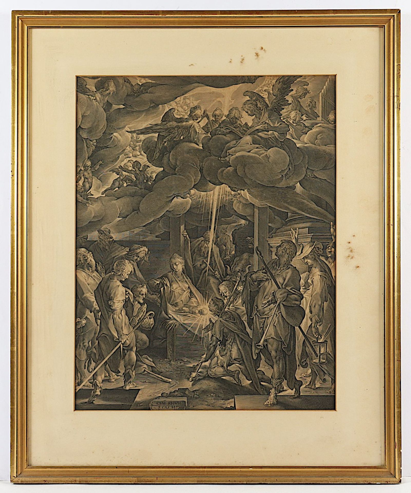 Muller, Jan Harmensz (1571-1628), "Die Anbetung der Hirten", nach Bartholomäus Spranger, Kupferstich - Image 3 of 3