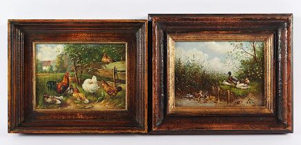 BEIL, Karin (*1946), Paar Bilder, "Hühnervolk" und "Enten am Teich", R.