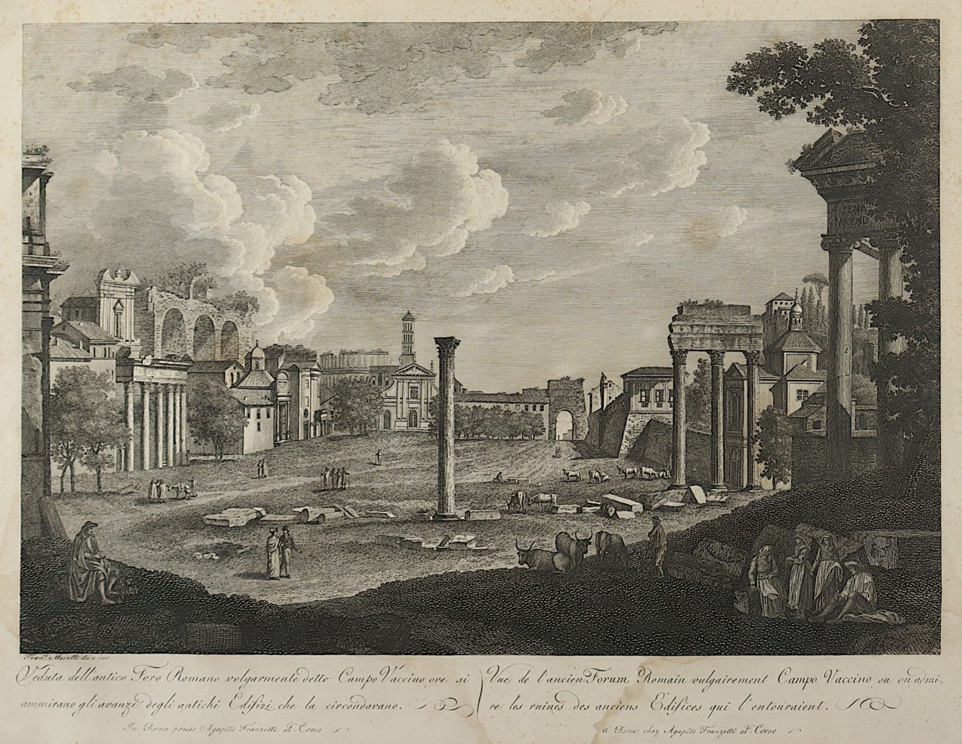 drei Ansichten Rom, Kupferstiche, fleckig, R. - Bild 4 aus 4