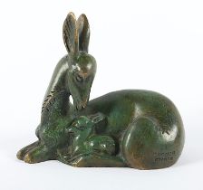 Bronzefigur, "Reh", Georges H. Laurent