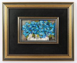 Alana, "Blue Flowers", Acryl/Holz, R.