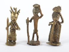 drei Figuren der Senufo, Bronze, Elfenbeinküste