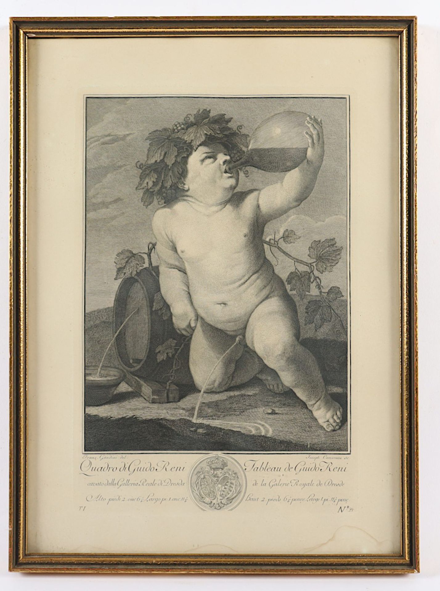 Guiseppe Camerata (1718-1803), "Der kleine Bacchus", nach Guido Reni, Kupferstich, R.