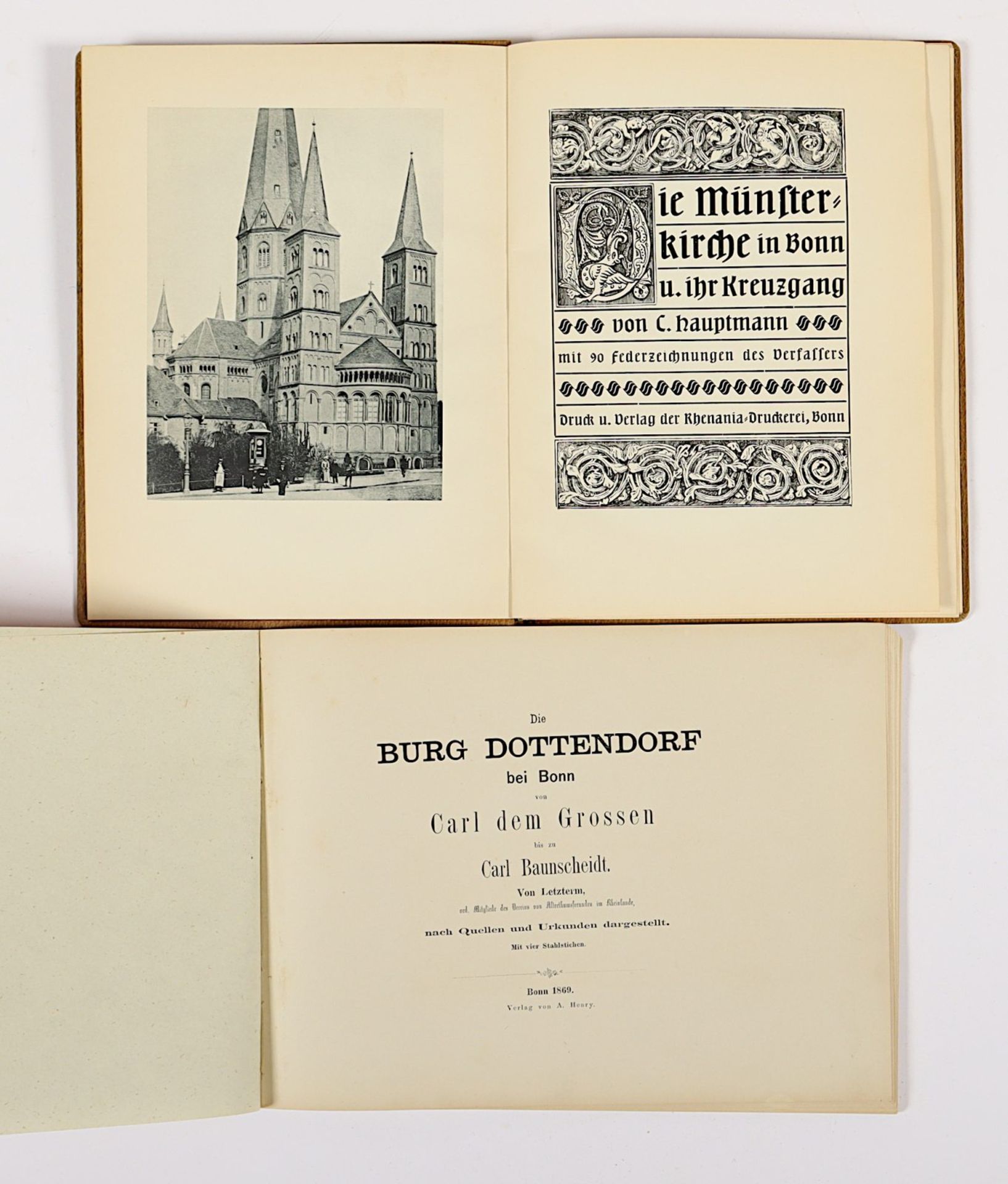 Burg Dottendorf, und Münsterkirche, 2 Bücher mit Grafiken