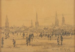 BÜRGEL, Oscar (Zeichner 1.H.20.Jh.), "Schlittschuhläufer auf der Binnenalster", R.