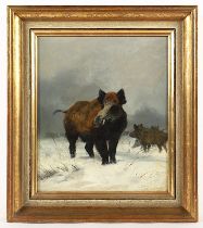 Deiker, Carl Friedrich (1836-1892), "Wildschweine", R.