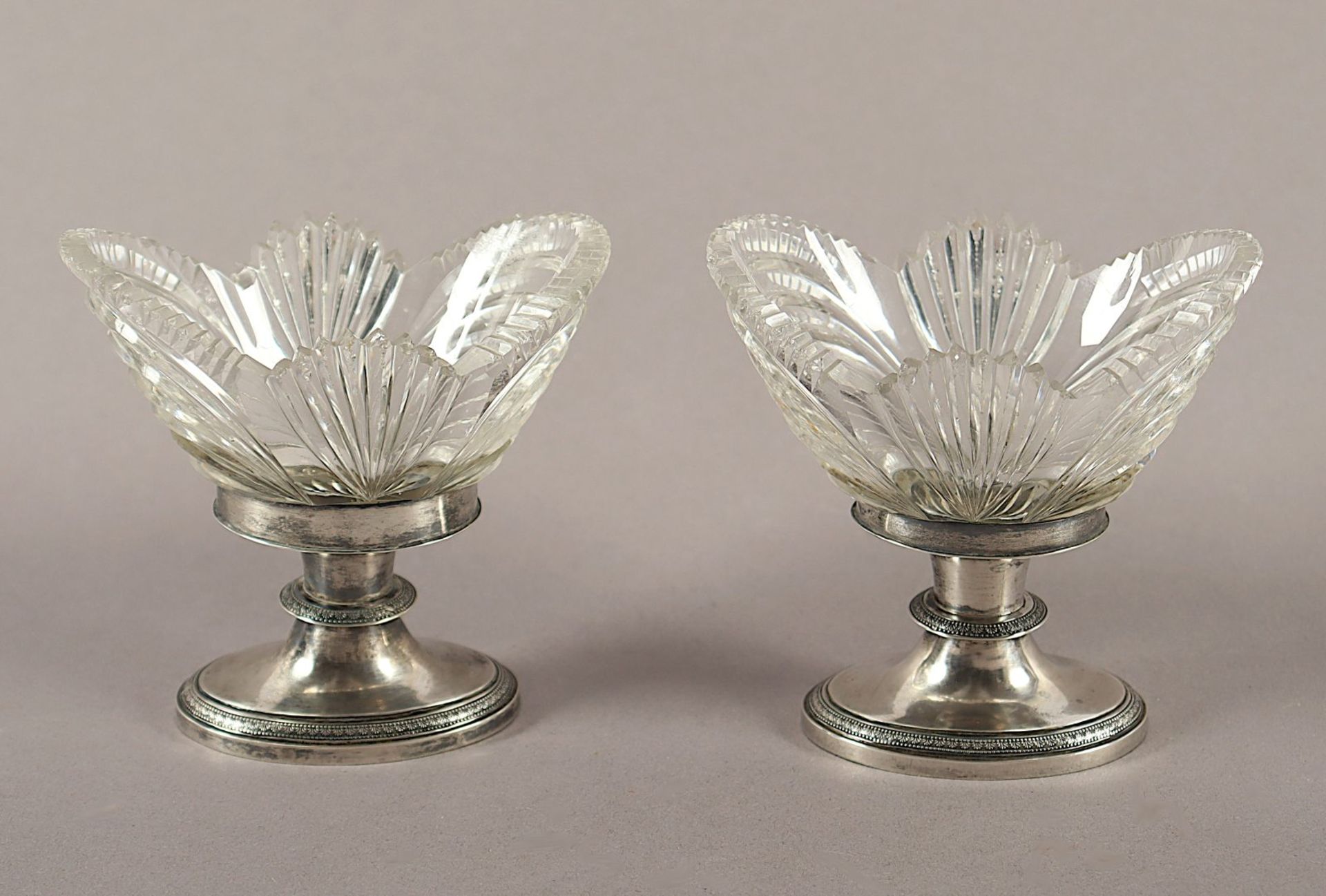 Paar Salièren, Silber, Glas, Belgien, 1795-1814