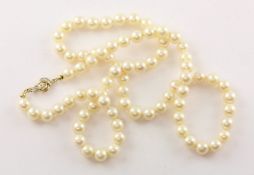 Perlenkette, Schließe 585/ooo Gelbgold, kl. Brill., L 62