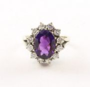 Amethyst-Brillantring, 585/ooo WG, 6,9g