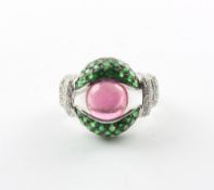 Ring, 750/ooo WG, Pink Turmalin, Savorit, Brill., Vassiliou