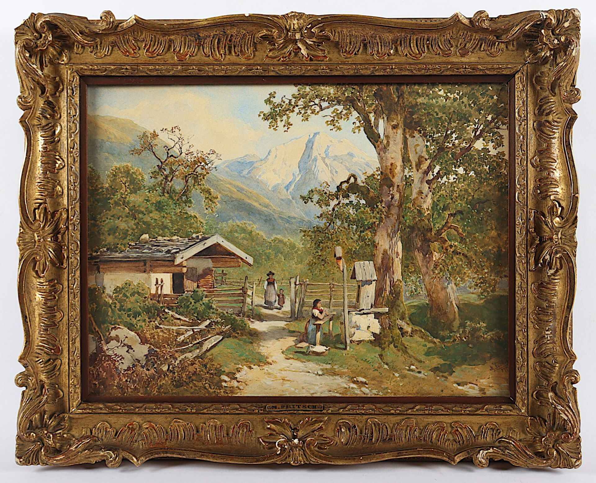 FRITSCH, Melchior (1826-1889), "Alpenlandschaft mit Wegekreuz", R. - Bild 2 aus 4