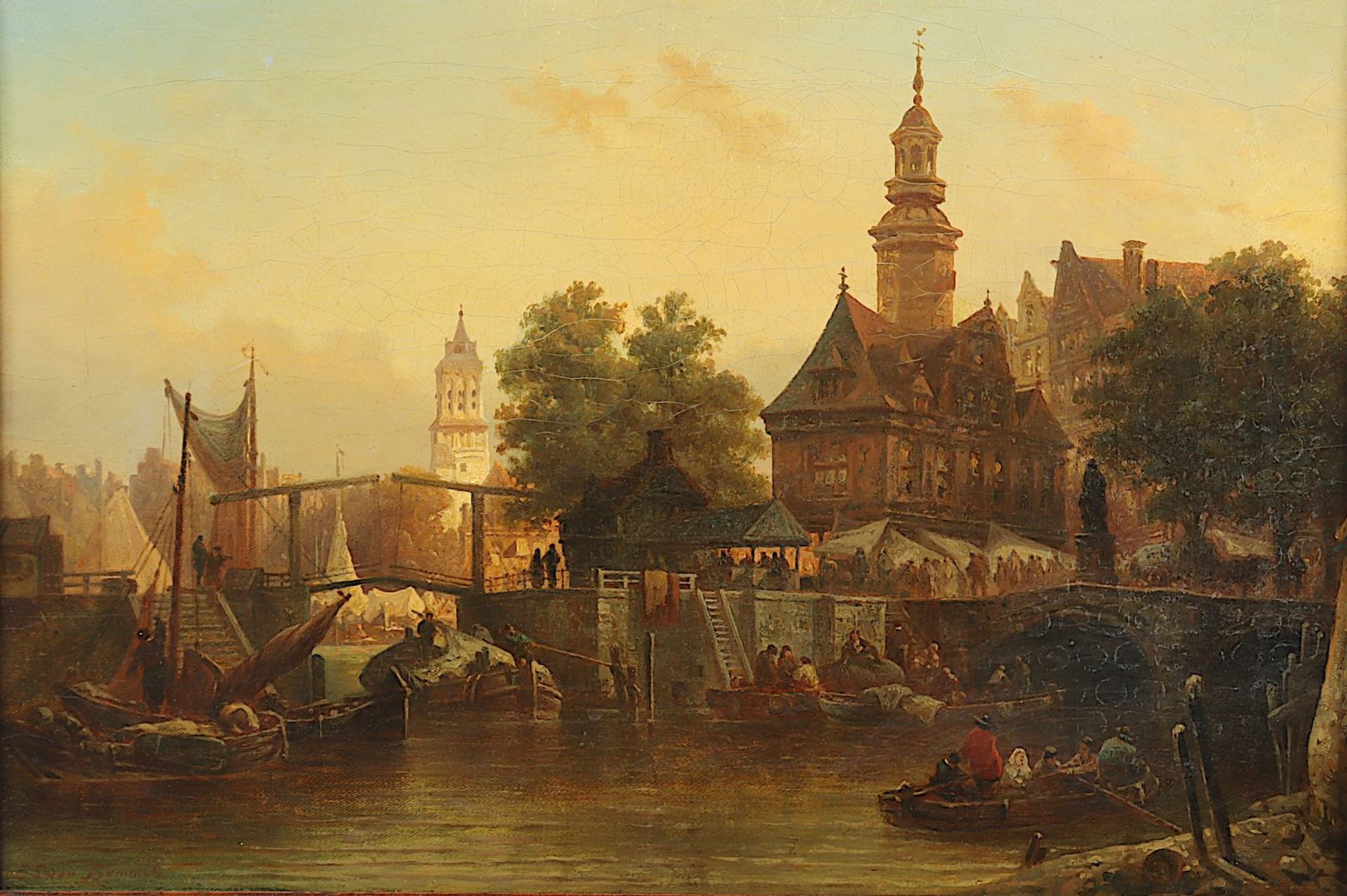 VAN BOMMEL, Elias Pieter (1819-1890), "Hafenansicht", R.