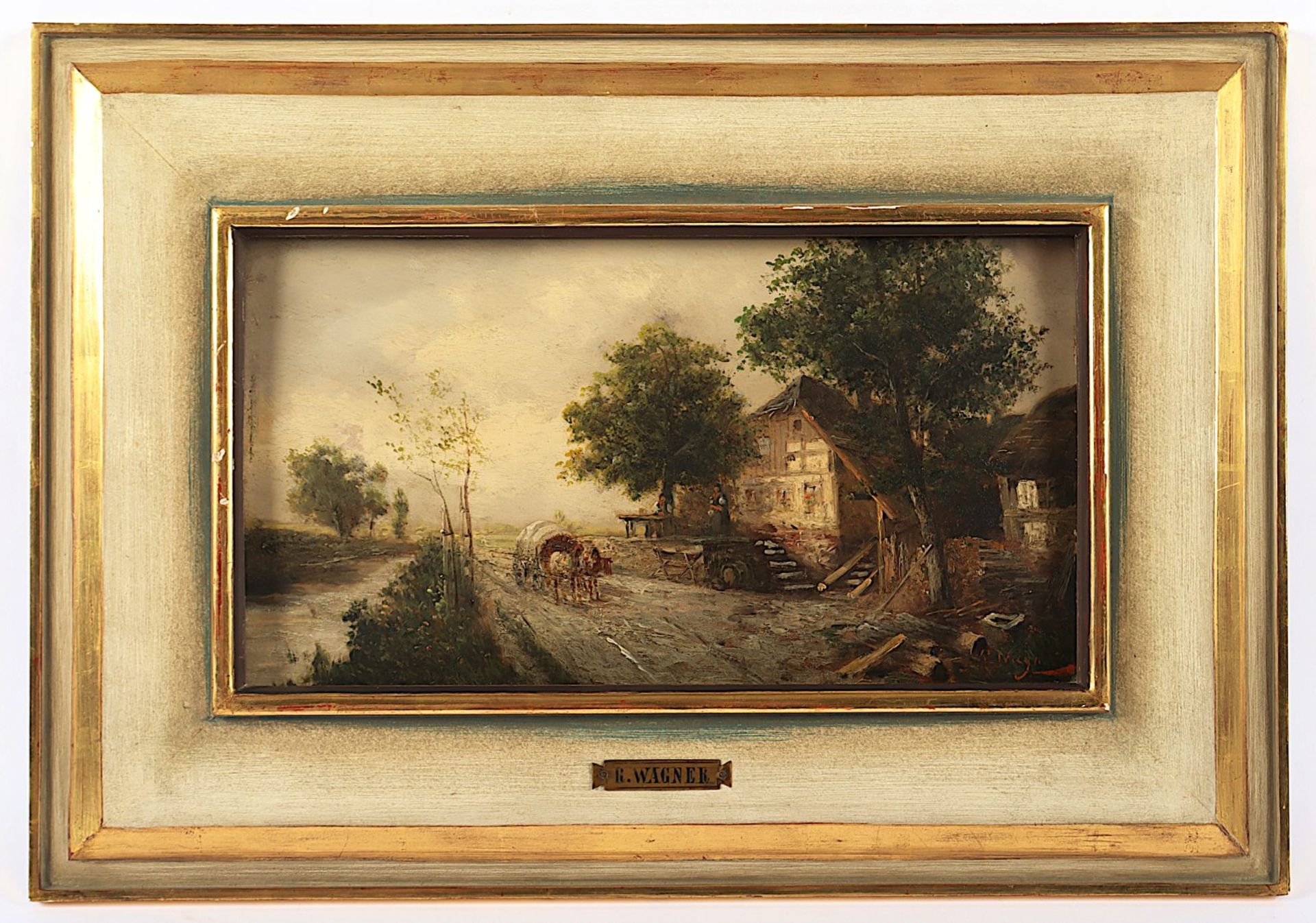 WAGNER, R. (deutsch um 1900), "Landschaft mit Gasthaus", R. - Bild 2 aus 4