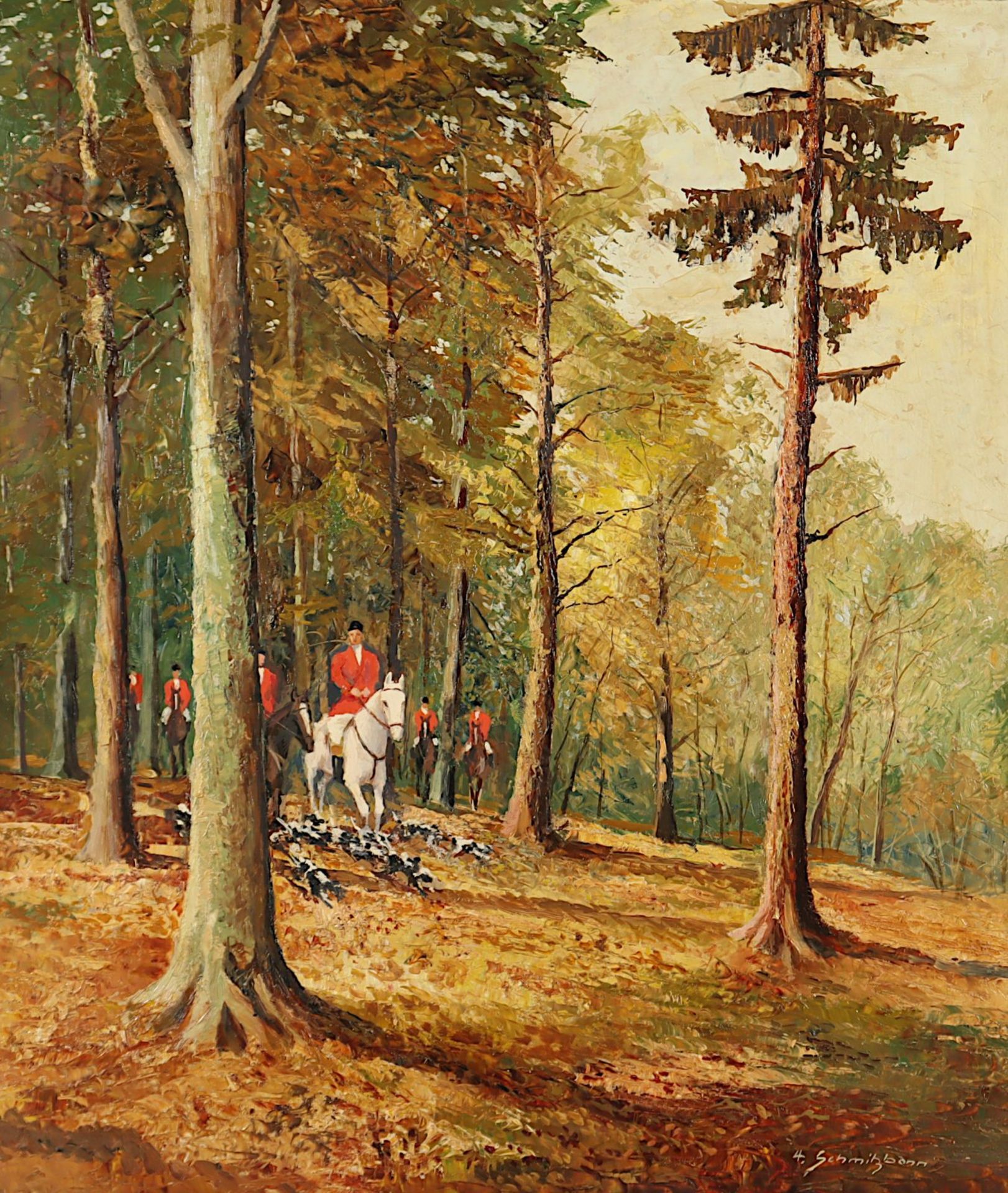 SCHMITZ-BONN, Hermann (1903-1960), "Jagdgesellschaft im Wald", R. - Bild 2 aus 4