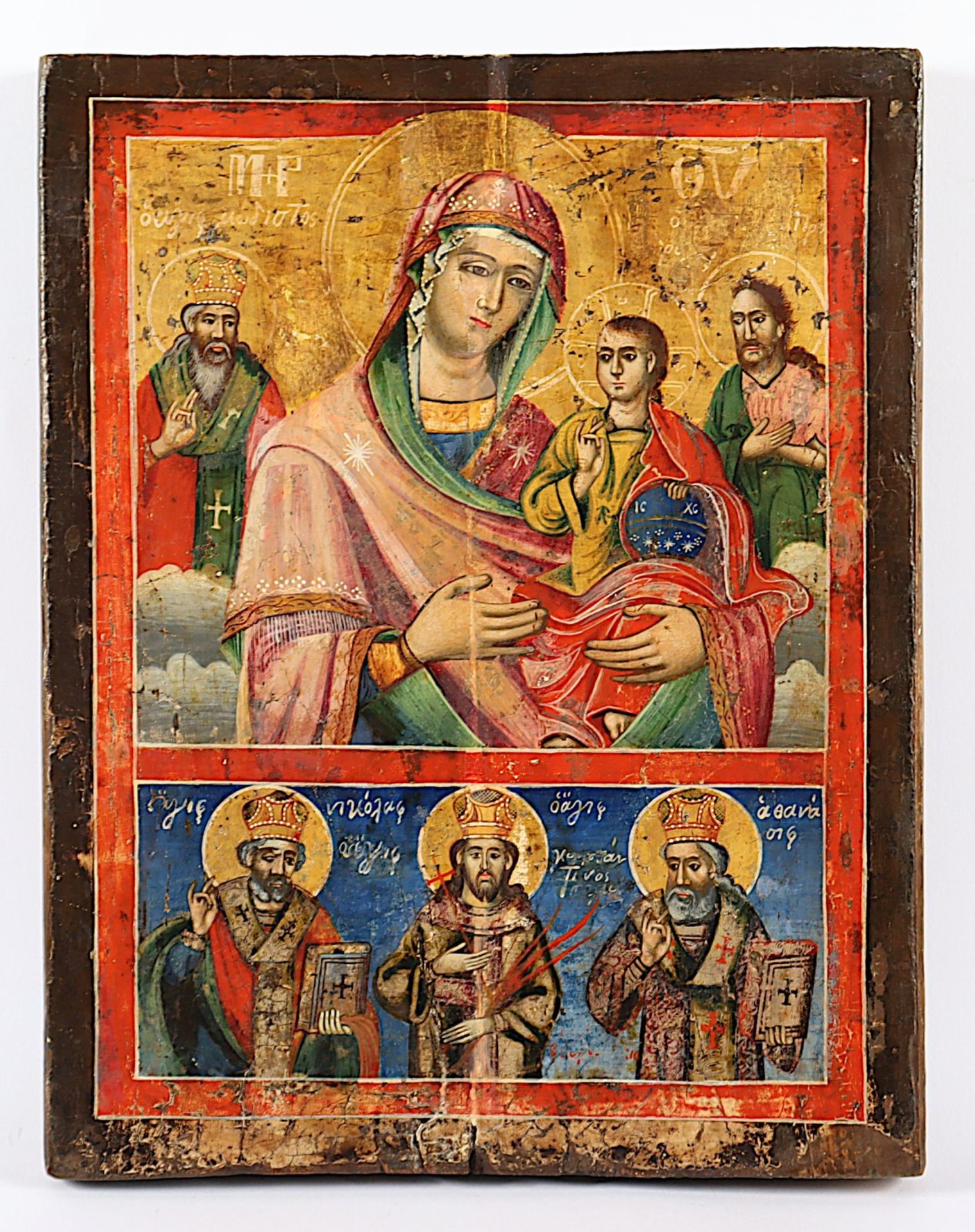 Ikone "Gottesmutter umgeben von Heiligen", Griechenland, 19.Jh.
