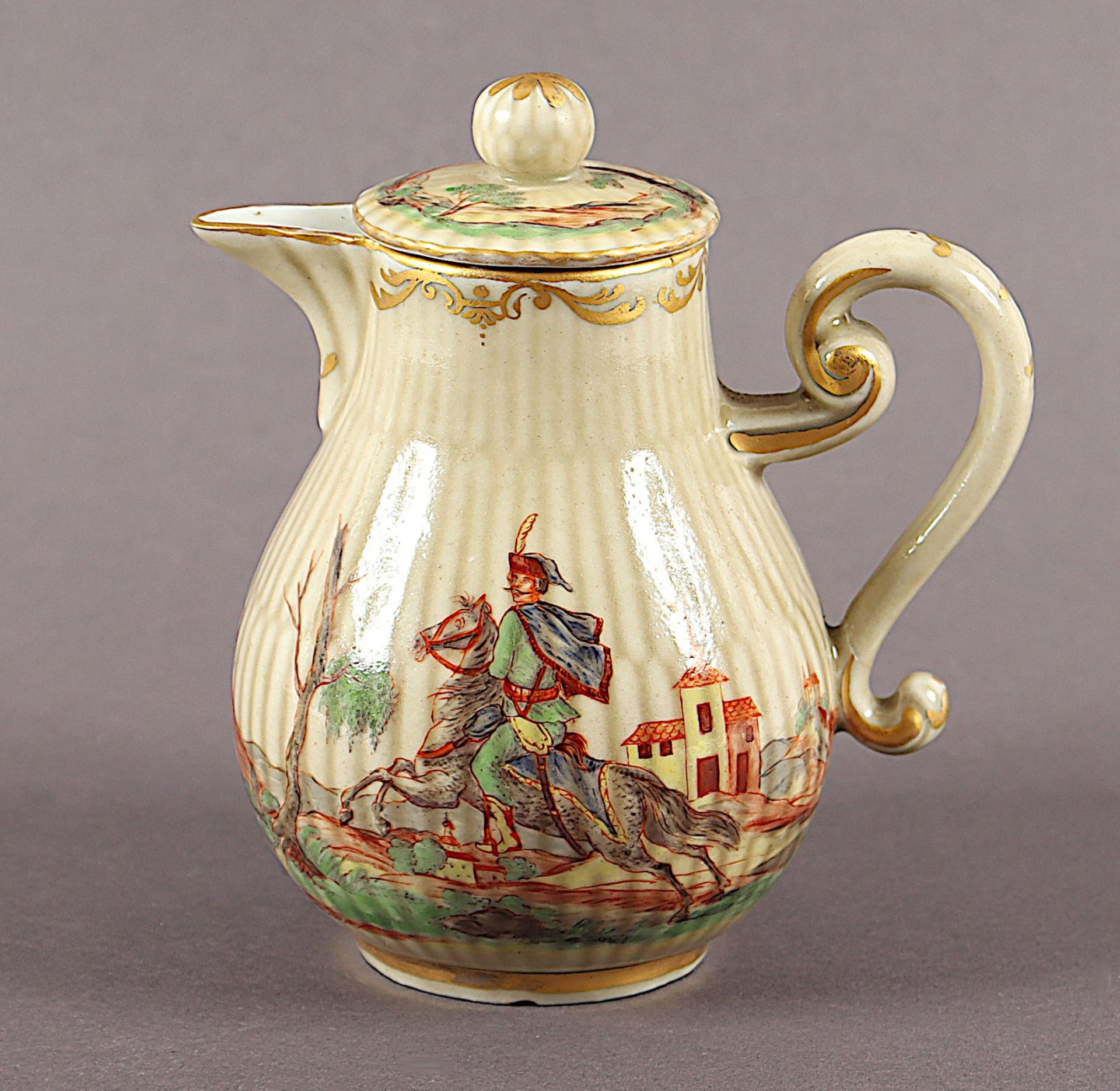 Kännchen, Hausmalerei in der Art von Mayer-Preßnitz, Meissen, 1750