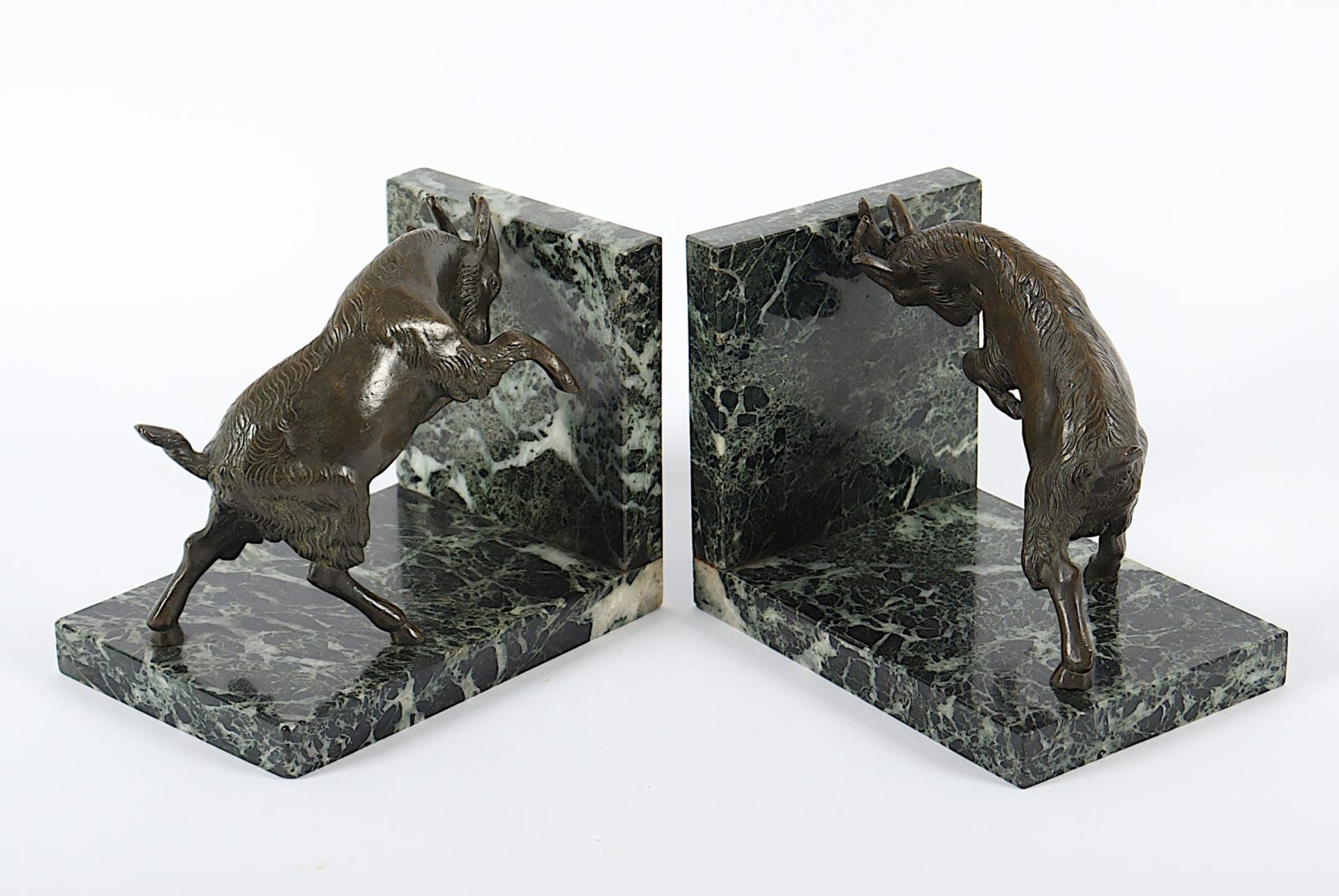 Paar Buchstützen, Bronze, Marmor,  - Bild 2 aus 3