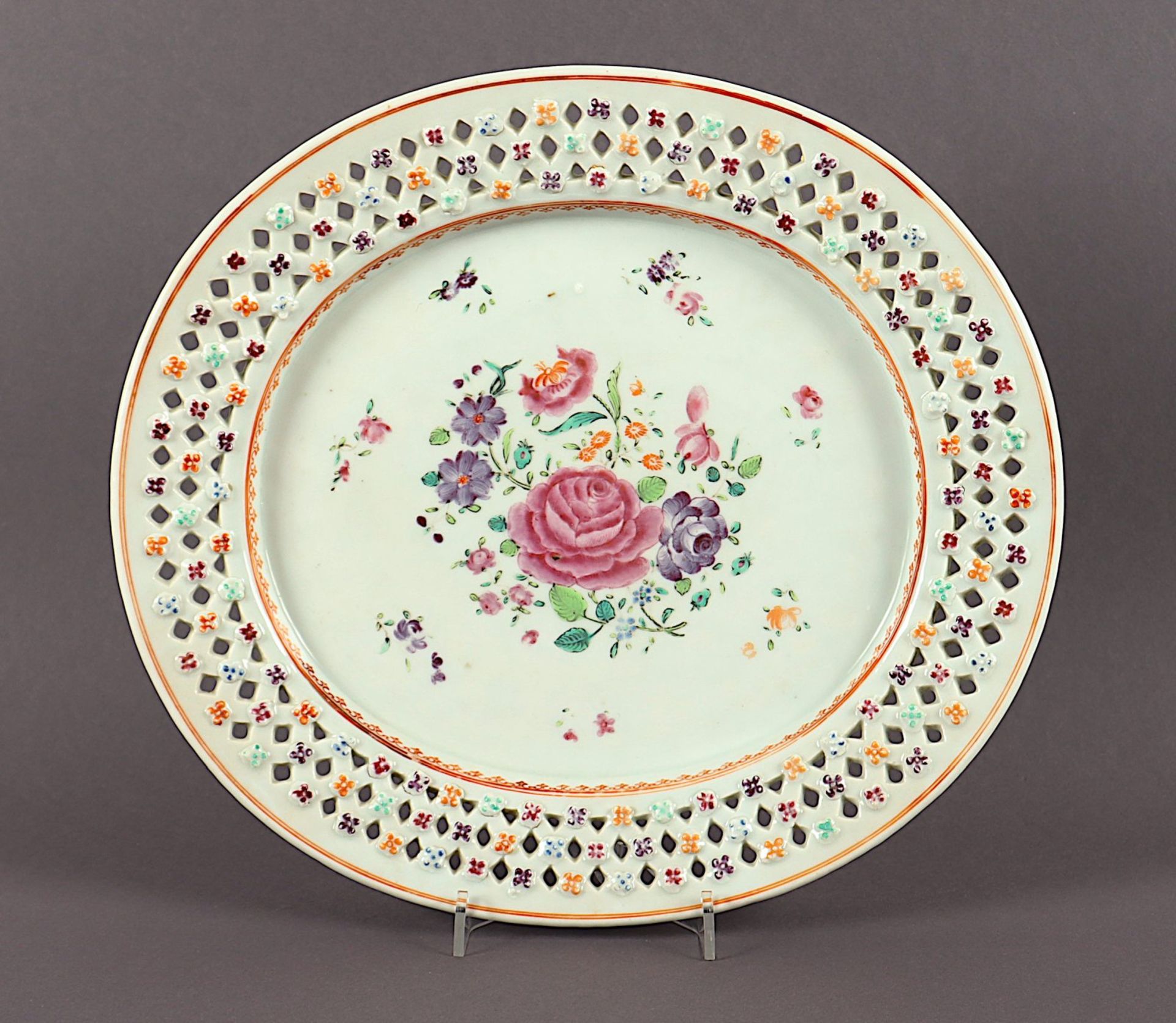 ovale Platte mit Durchbruchrand, Porzellan, China, um 1800