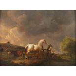 VAN DE VELDE, Adriaen (1636-1672), Umkreis/Schule, "Landschaft mit Pferd und angelnden Kindern", R.