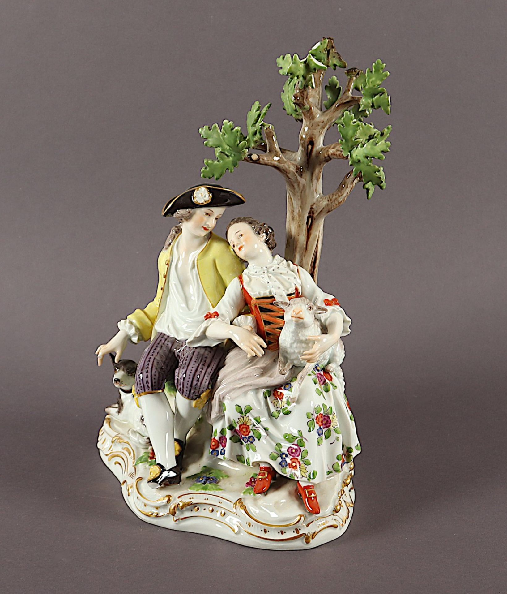 SCHÄFERGRUPPE, Modell D 94, Entwurf Johann Joachim KAENDLER um 1770-72, MEISSEN, E.19.Jh. - Bild 2 aus 5