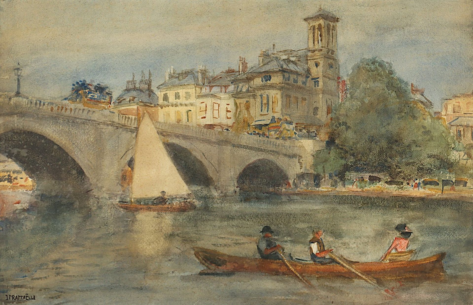 RAFFAELLI, Jean-François (1850-1924), zugeschrieben, "Stadtansicht mit Brücke", R.