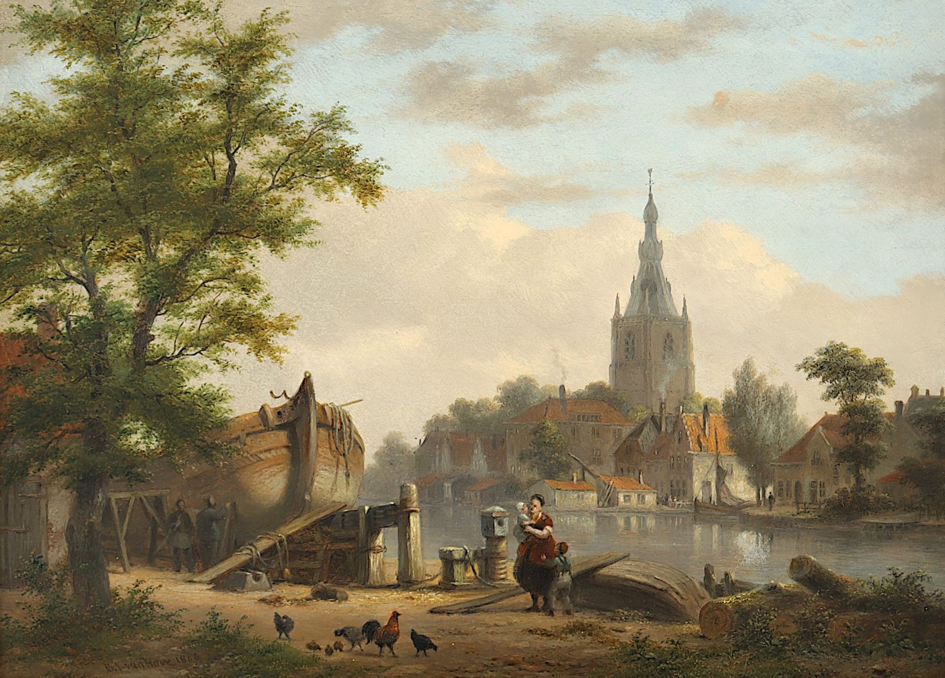 Van Hove, Bartholomeus Johannes (1790-1880), "Ansicht von Overschie", R. - Bild 2 aus 4