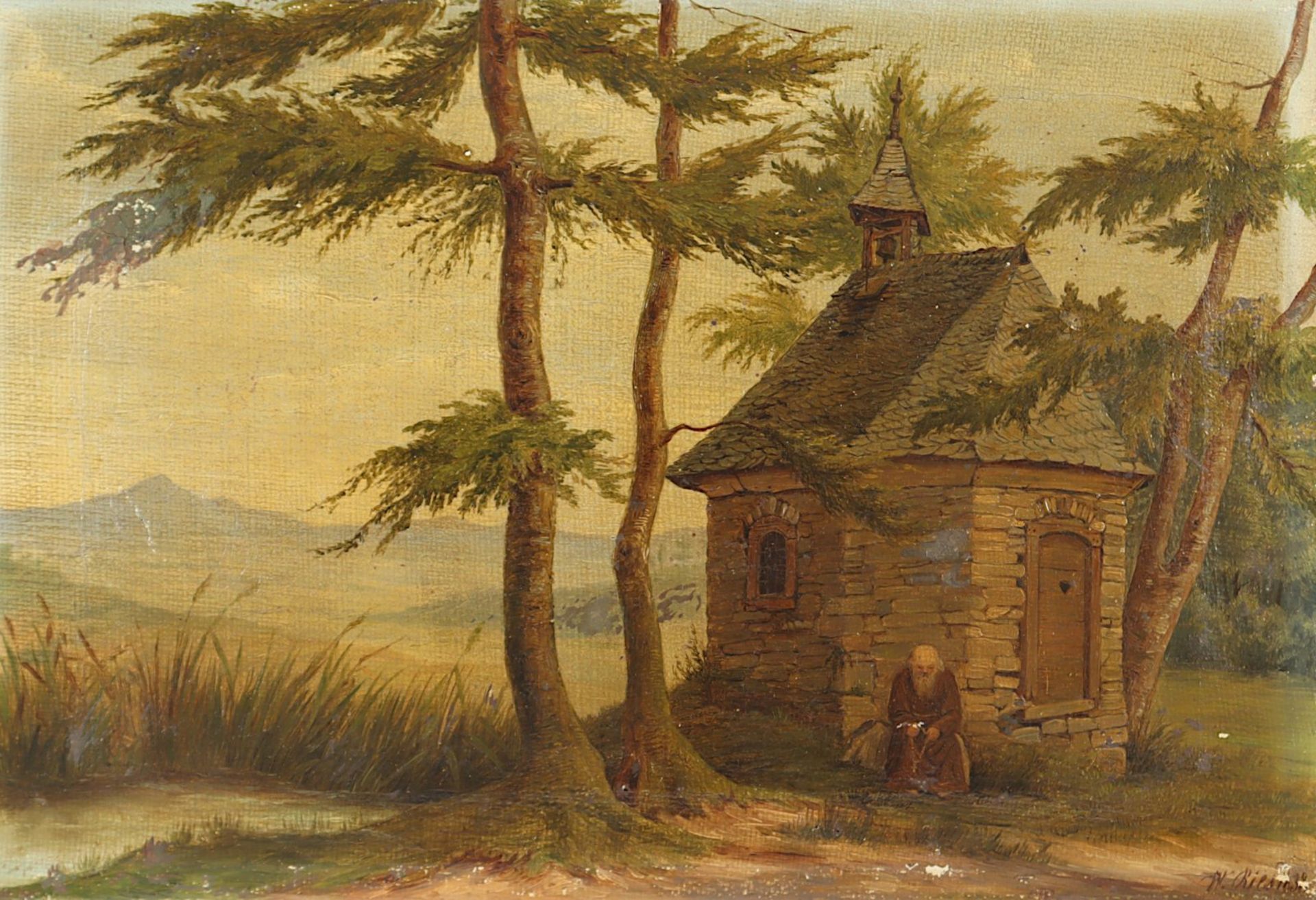 Ries, Wilhelm, "An der Klause Heisterbach im Siebengebirge", R.