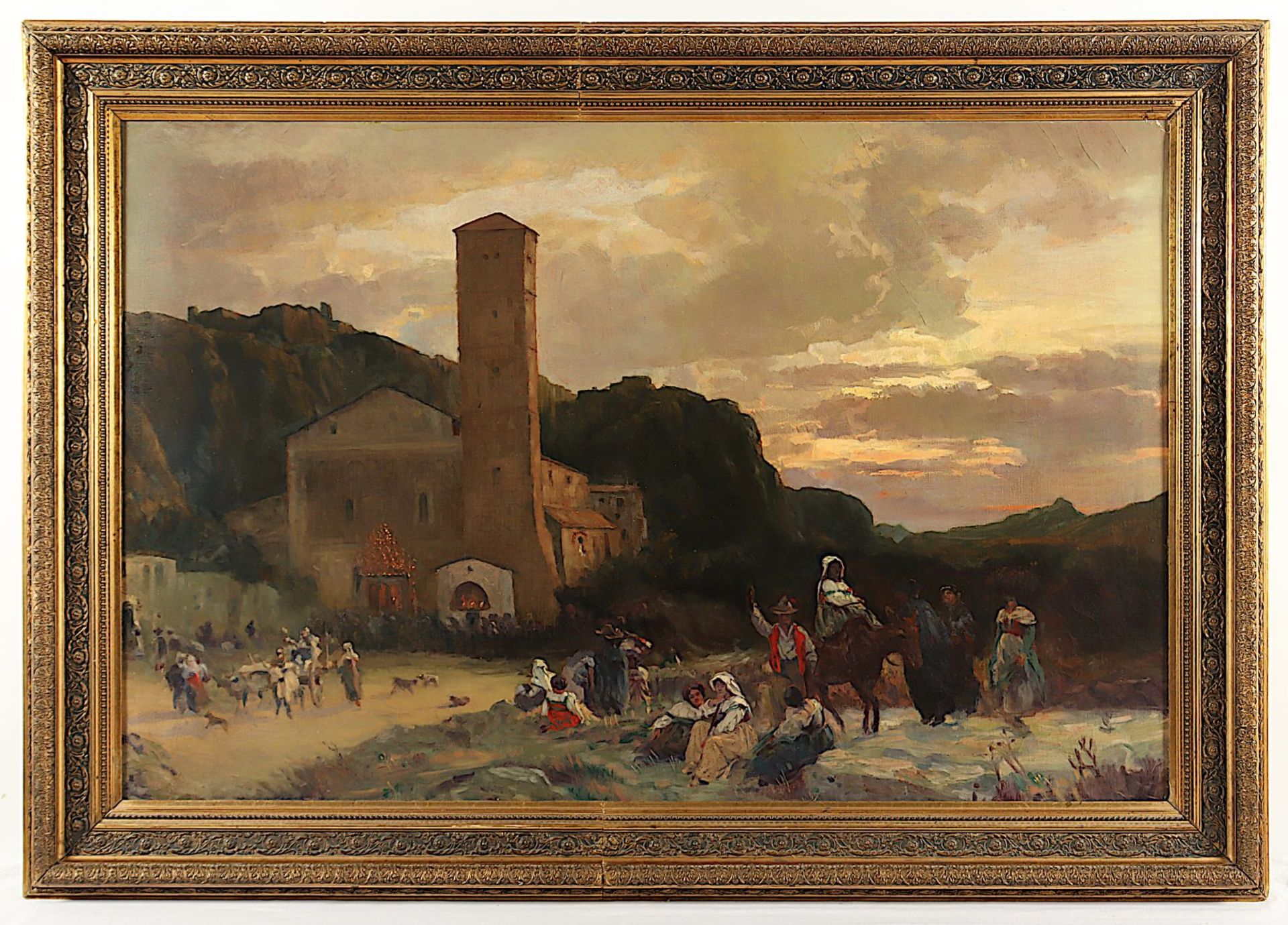 ACHENBACH, Oswald (1827-1905), Kopie E.19.Jh. nach, "Italienische Landschaft im Abendrot", R. - Bild 2 aus 5