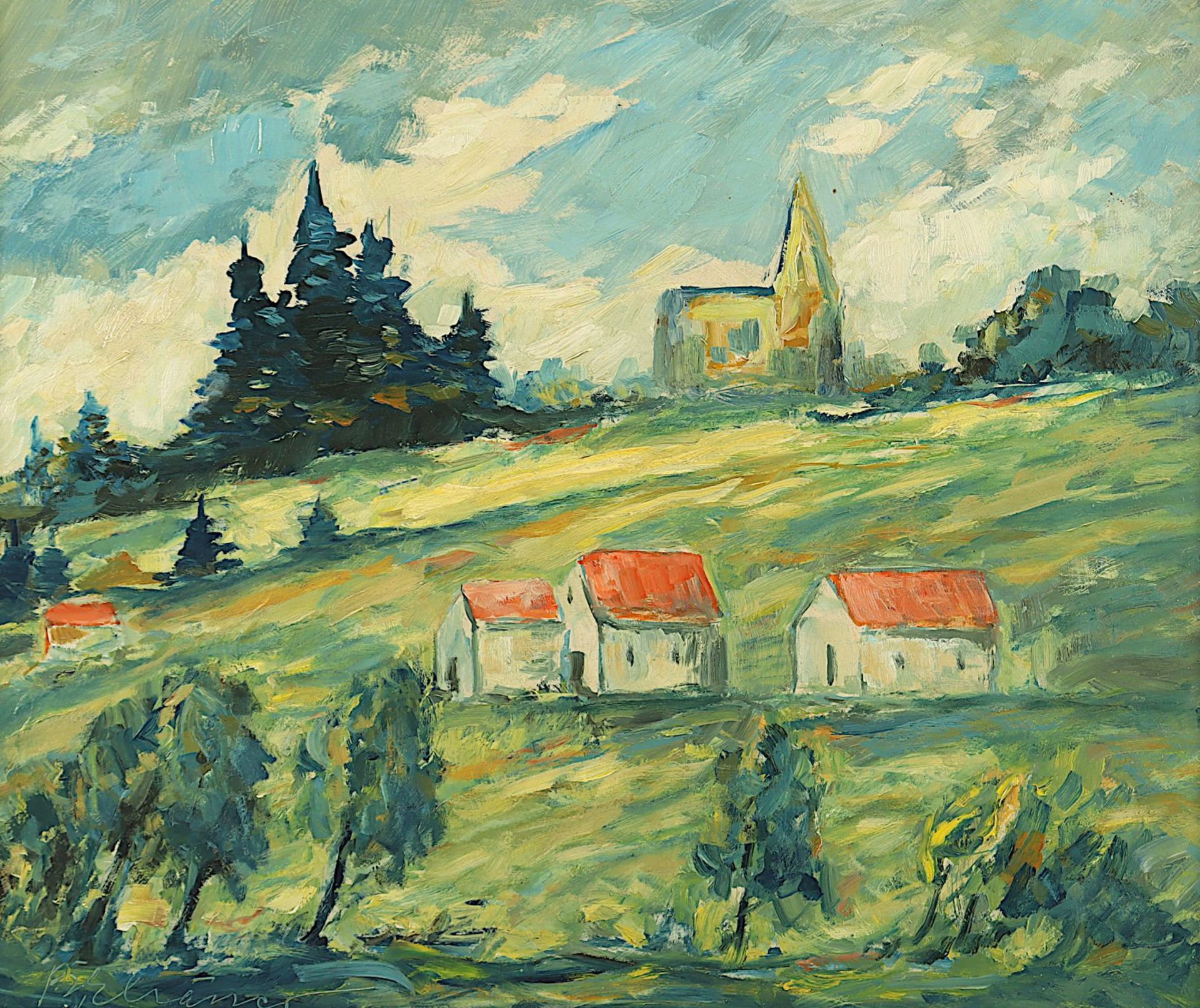 Elsässer, Berthold (1891-1965), "Landschaft mit Dorf", R. - Bild 2 aus 4