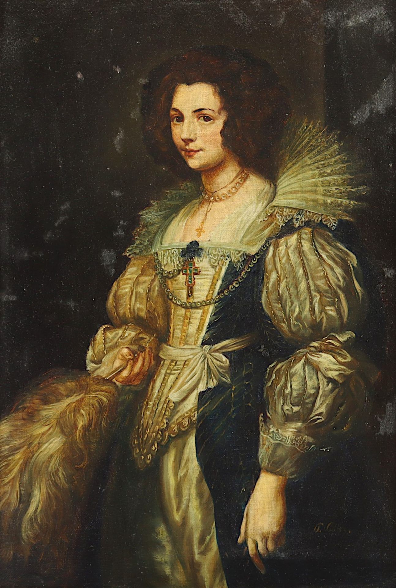 VAN DYCK, Anton (1599-1641), Kopie E.19.Jh. nach, "Bildnis der Marie Louisa de Tassis", R. - Image 2 of 5