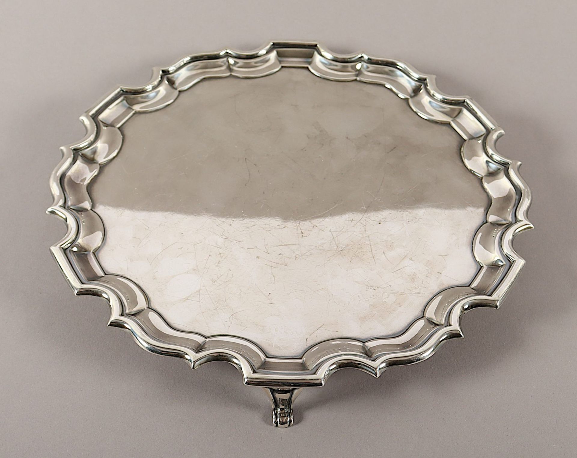 Salver, Metall versilbert, England, um 1900