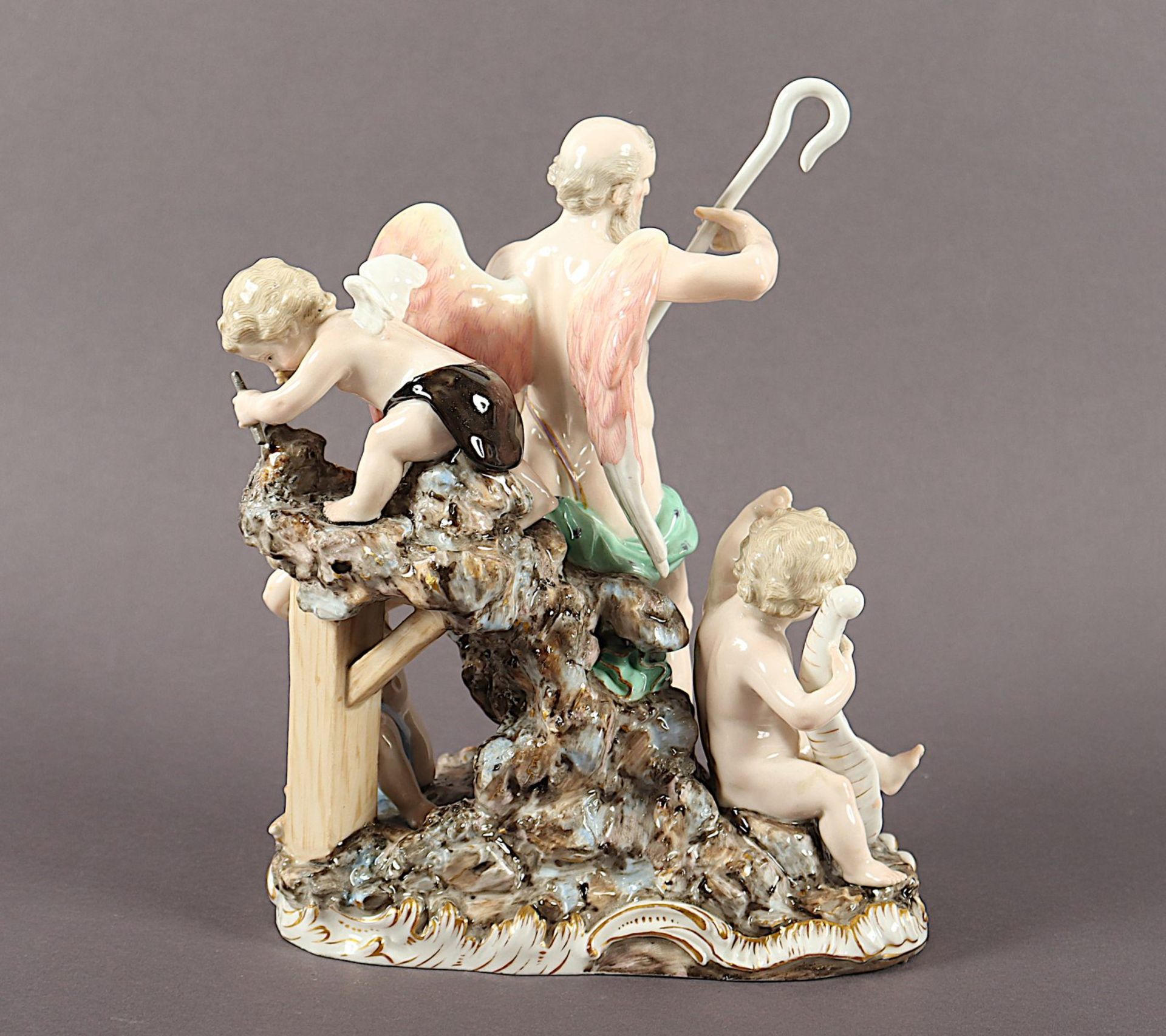 Allegorie "Saturn und drei Putten", Modell D 4, Michel Victor Acier, Meissen, 19.Jh. - Bild 4 aus 5