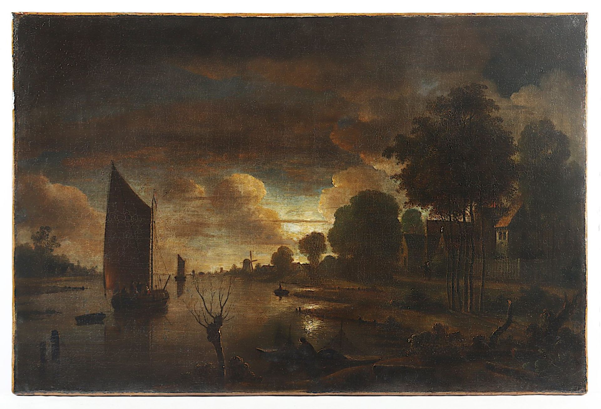 VAN DER NEER, Aert I. (1603/04-1677), "Holländische Mondscheinlandschaft" - Bild 2 aus 4