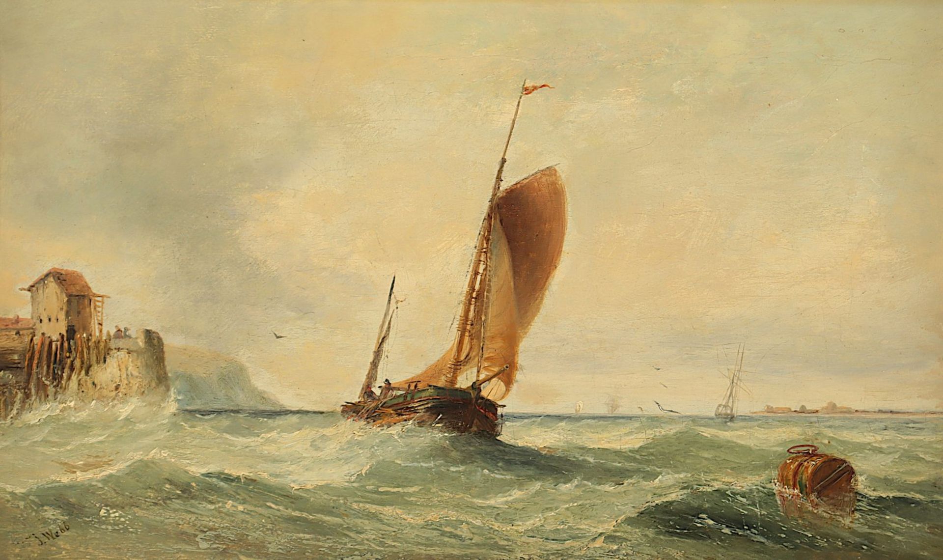 WEBB, James (1825-1895), "Schiff vor stürmischer Küste", R. - Image 2 of 4