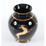 Art-Deco-Vase, Glas, Golddekor, Frankreich, um 1940